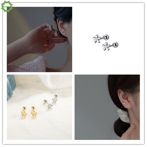 Khuyên Tai Hình Hoa Đính Đá Zircon Màu Vàng / Bạc Thời Trang Cho Nữ