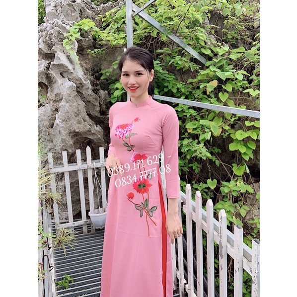 ÁO DÀI TÂY THI THÊU HOA MÀU SIÊU ĐẸP
