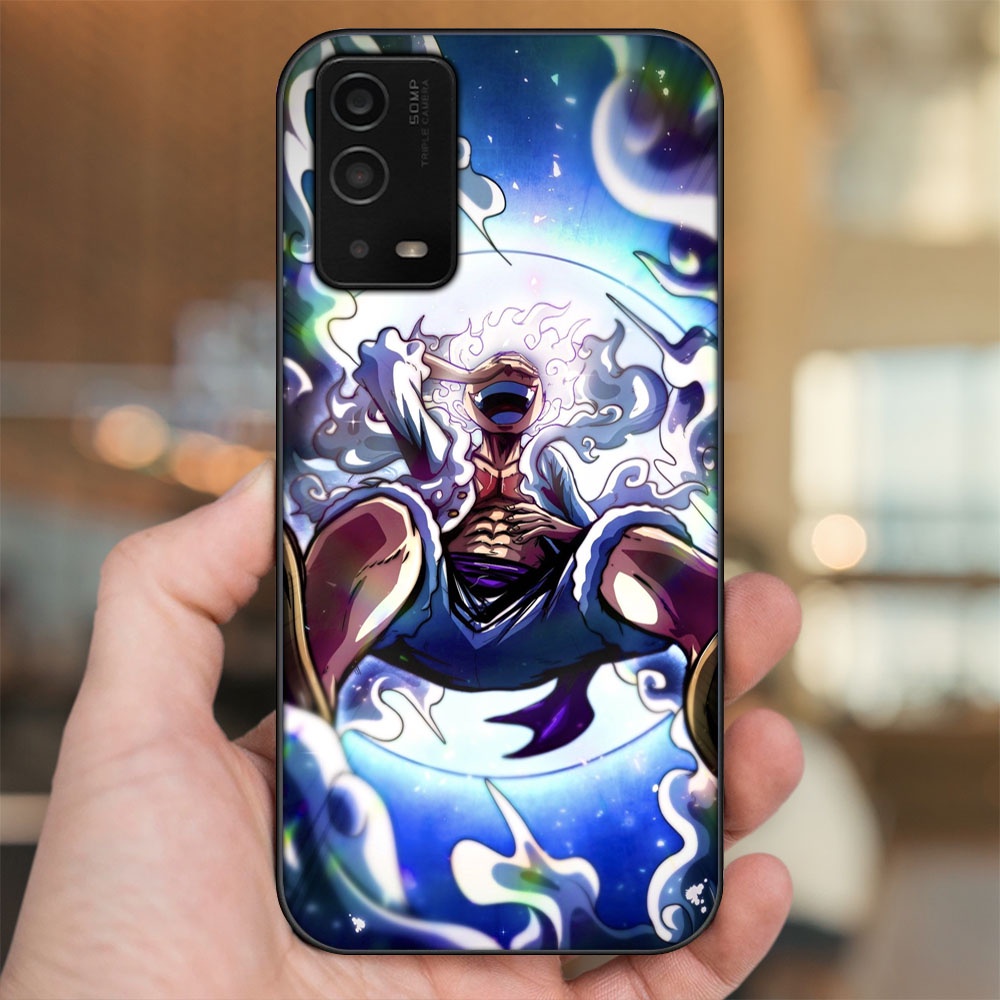 Ốp lưng Oppo A55 4G, A55 5G viền đen in hình Luffy Gear 5 Nika One Piece Đảo Hải Tặc