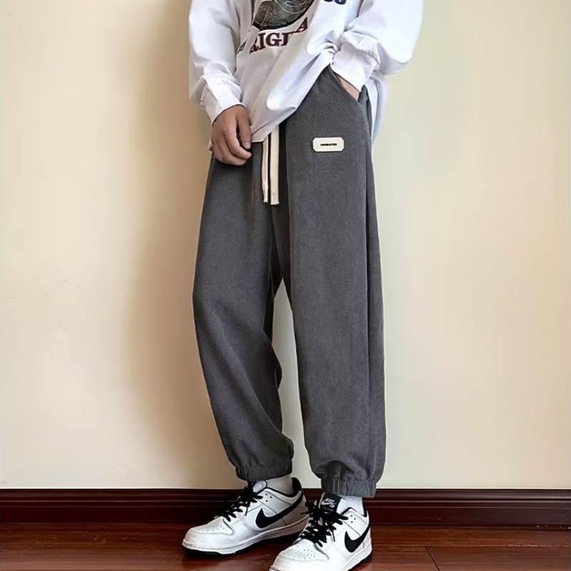 Quần Dài Thể Thao Dáng Rộng Lưng Thun Co Giãn Tốt Kiểu hip-hop Đường Phố Hàn Quốc Cá Tính Cho Nam