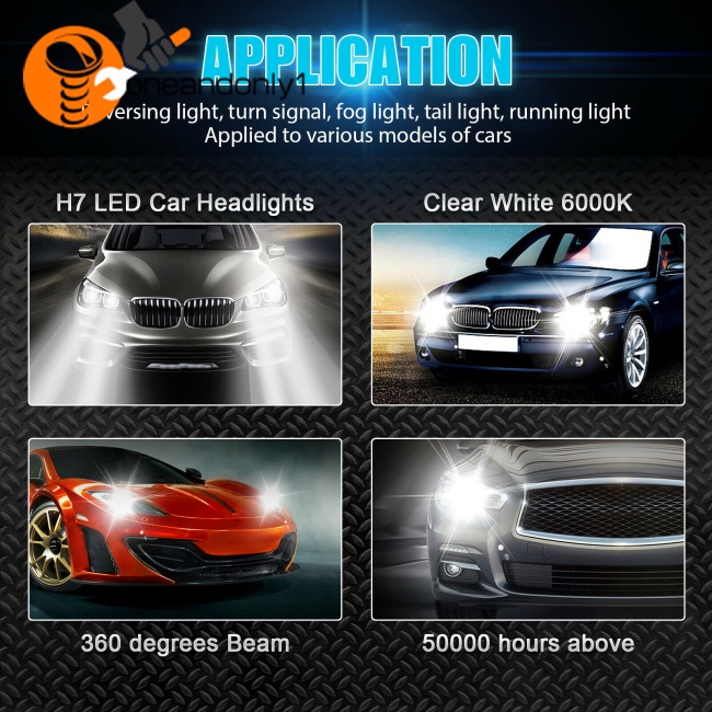 Set 2 Bóng Đèn Pha H7 110w 30000lm Siêu Sáng 6000k Ánh Sáng Trắng Dành Cho Ô Tô