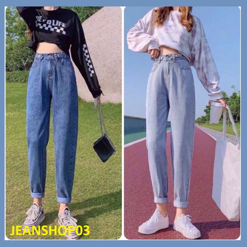 Quần jean bò baggy nữ jeans cạp cao phong cách Hàn Quốc sành điệu style jeanshop03 ms06 | BigBuy360 - bigbuy360.vn