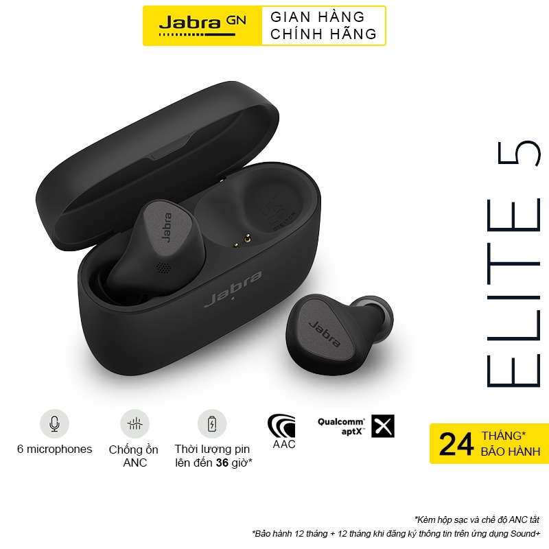 Tai nghe Bluetooth True Wireless Jabra Elite 5 Hàng Chính Hãng