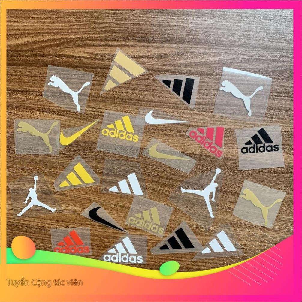 Logo Nhà Tài Trợ Adidas, Nike, Puma - Tự Ép Lên Áo Bằng bàn Ủi Nhiều Màu