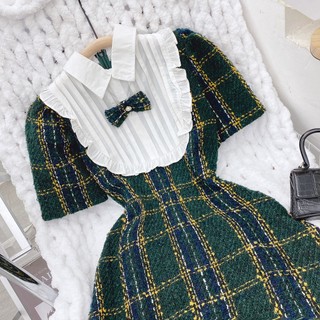 ĐẦM CARO XANH CỔ TRẮNG NƠ