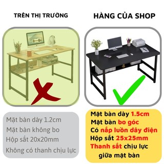 Bàn làm việc học tập KT 1m2&1m chân thép sơn tĩnh điện, mặt gỗ mdf phủ melamine chống nước vượt trội,bàn học kèm kệ sách