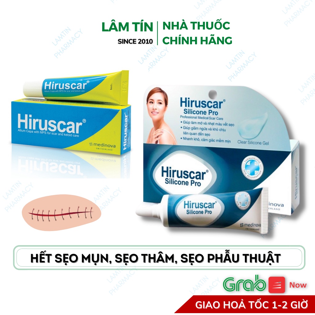 (COMBO) Hiruscar Gel xử lý sẹo mổ sẹo to lồi phì đại Hiruscar Silicone Pro 4 Chính Hãng