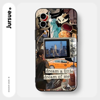 Ốp lưng JURSUE mềm chống bẩn hình độc lạ ngầu vintage đen Cho iPhone 17 16 15 14 13 12 11 Pro Max SE 2020 X XR XS ip 8 7 Plus Y2775
