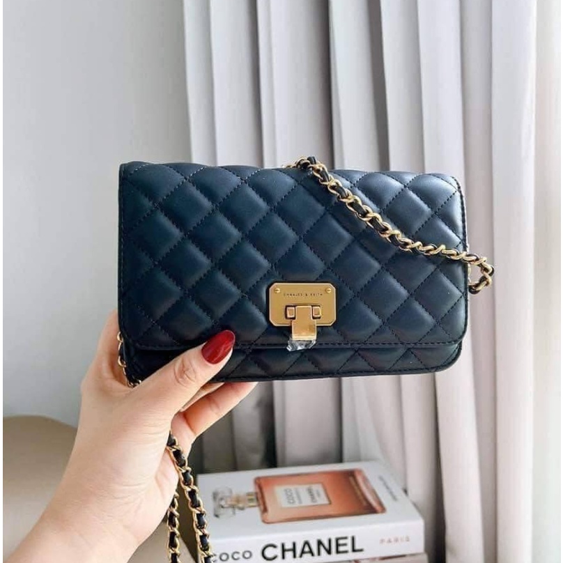 Túi Xách Nữ CNK Trám Ô Chỉ May 20cm