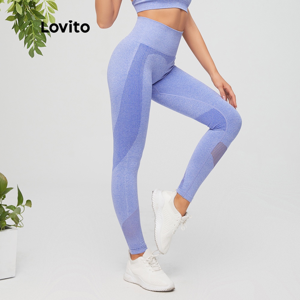 Lovito Quần legging thể thao nữ L11102 màu xanh dương