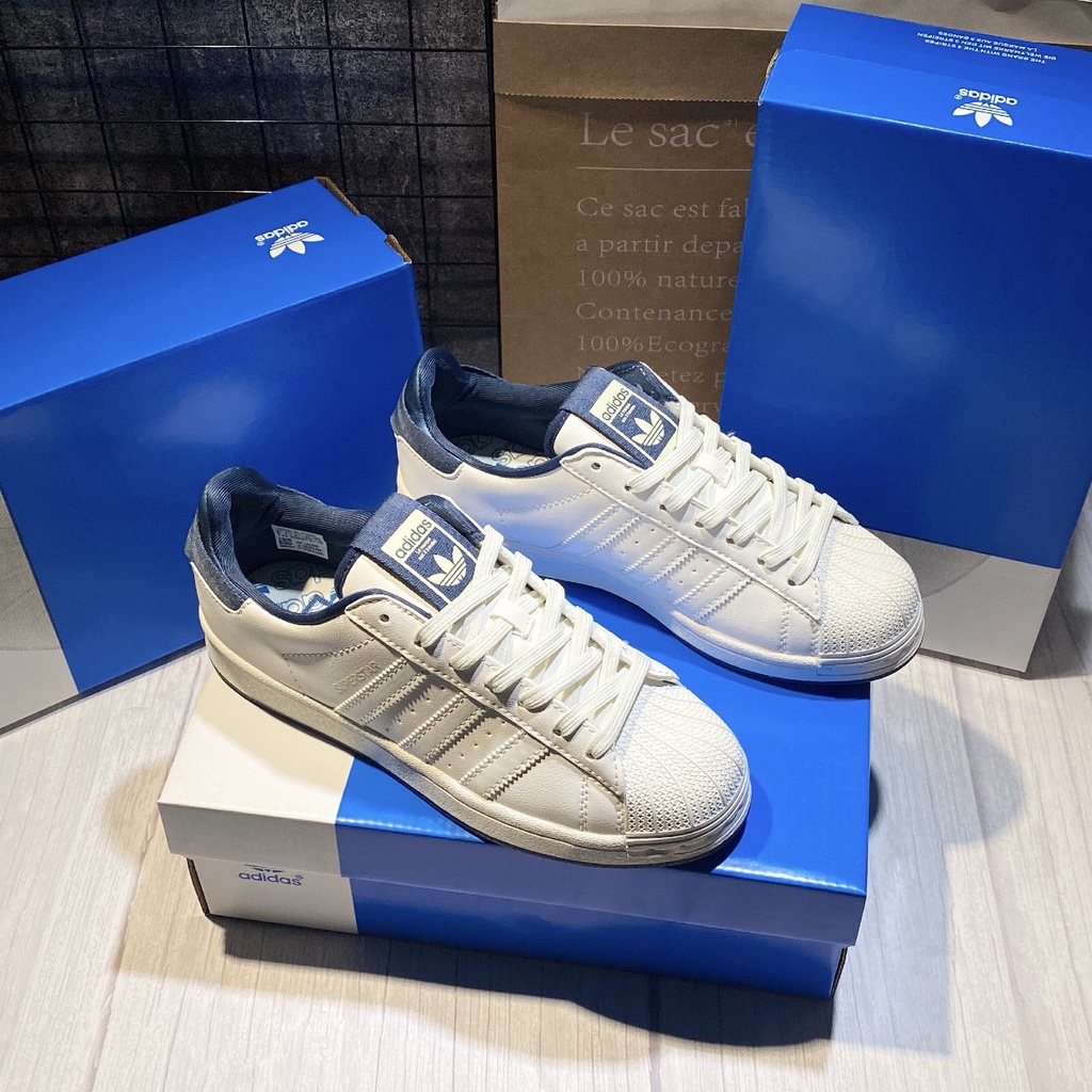 Giày Thể Thao Adidas Originals Superstar X Parley (Chalk White/White Tint/Crew Navy). Giày Sò Gót Vải Navy
