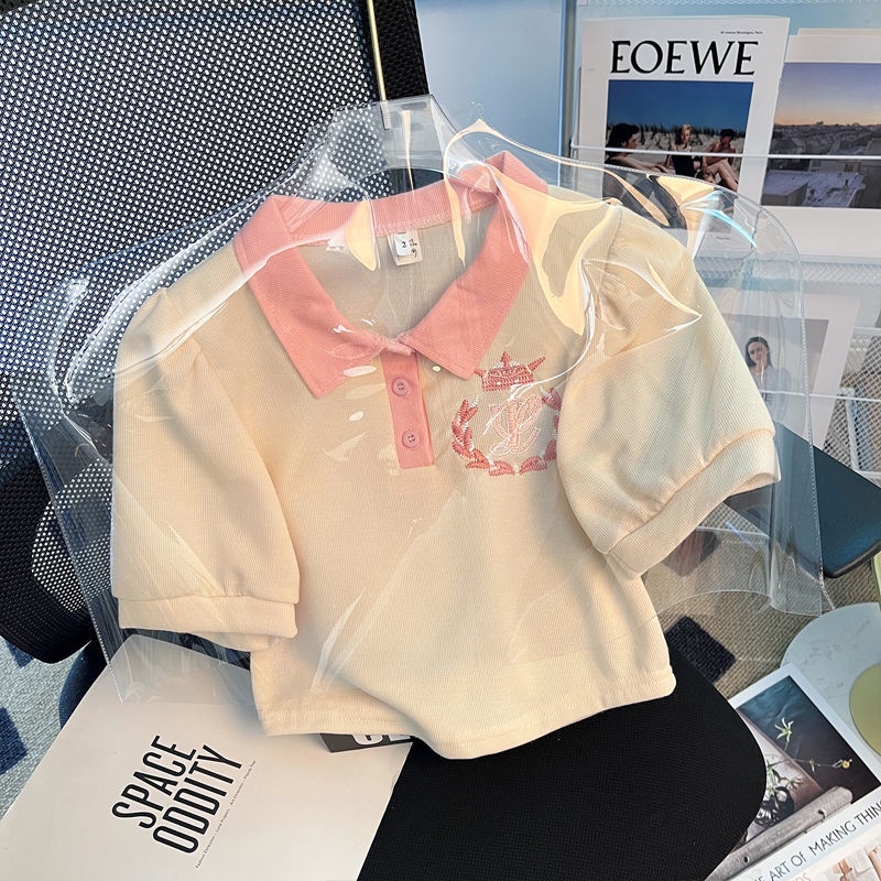 Áo polo Plus Size Tay Ngắn Phồng Xinh Xắn Cho Nữ