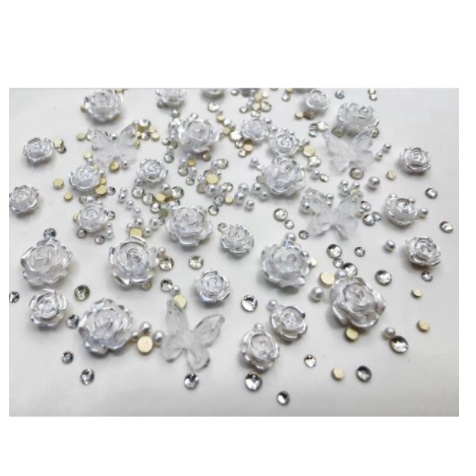 set charm hoa đen or trắng mix trang trí nail