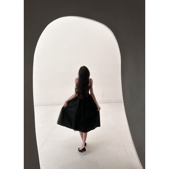 Pass váy 2 dây đen dài sz S