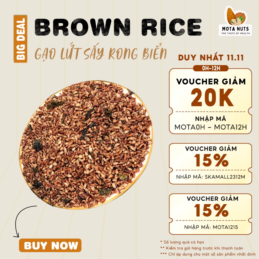Gạo lứt sấy rong biển ăn liền giòn rụm loại đặc biệt 500gr