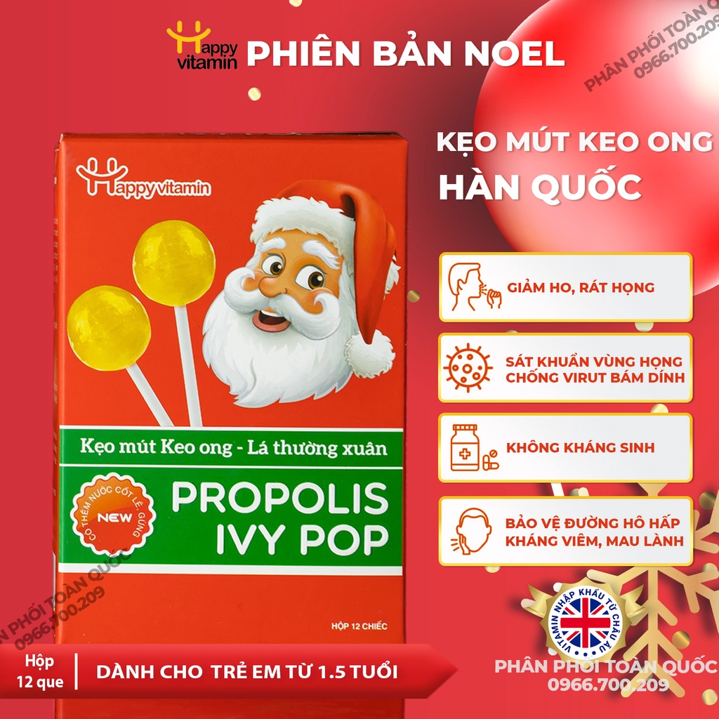 Kẹo mút Keo Ong, Kẹo ngậm ho Happy Vitamin - Rất tốt cho người bị Ho, Viêm họng, Khản tiếng