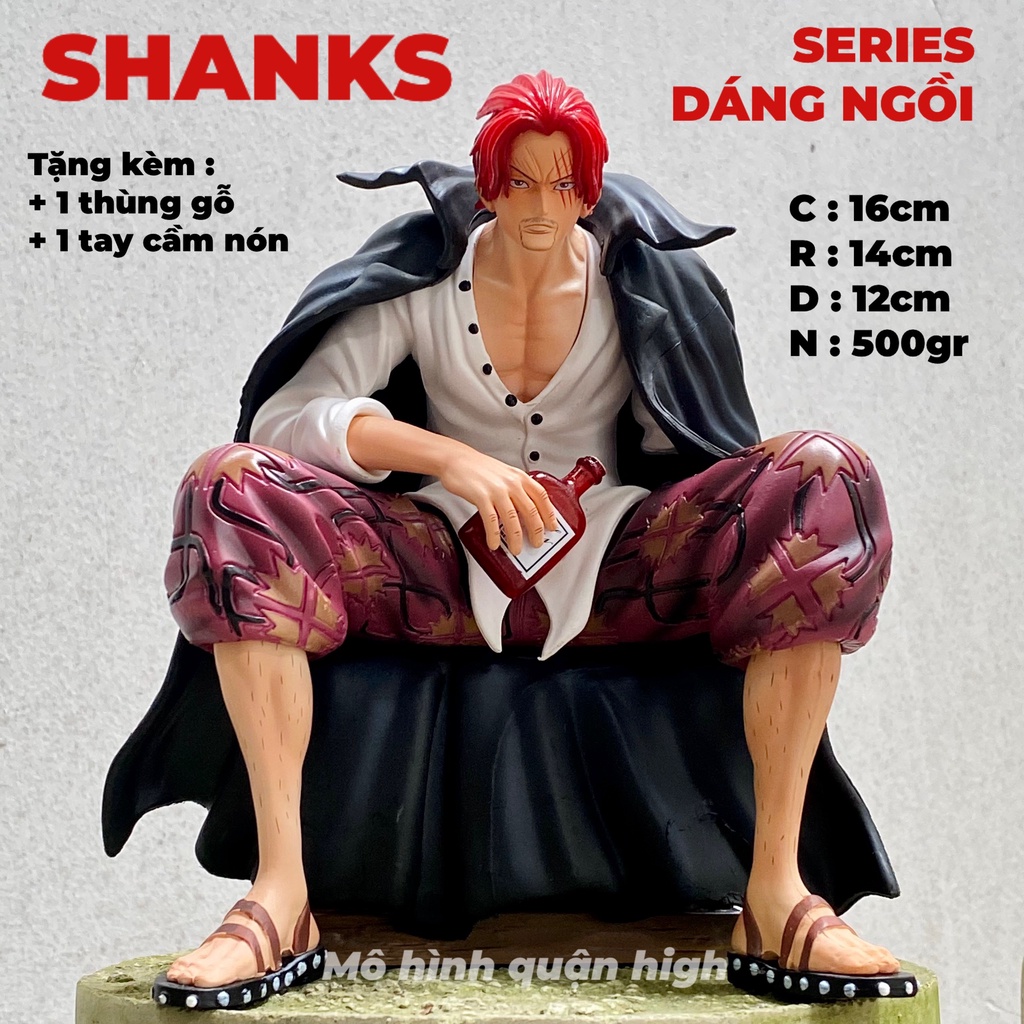 Mô hình Shanks ngồi trên thùng gỗ - Shanks tóc đỏ cực nét cao 16cm - Mô hình shanks tóc đỏ kèm 2 tay thay thế và tặng kè