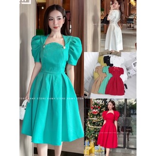 Đầm 2 Nút Cổ Vuông