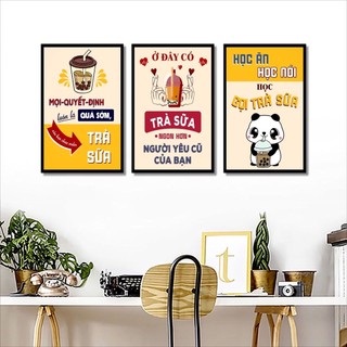 Tranh trà sữa, cà phê, quán ăn vặt, tranh treo tường trang trí decor quán, canvas.