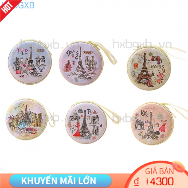 Hộp Tròn Đựng Tai Nghe, Tiền Xu Có Khóa Kéo Đáng Yêu