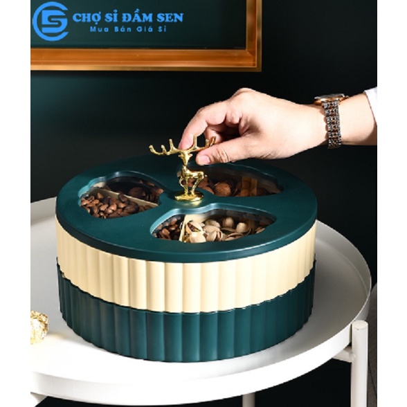 Khay mứt tết, Hộp mứt tết 2 Tầng Cao Cấp, Sang Trọng, Hiện Đại Phong Cách Bắc Âu G298-HopmutHV-Tron