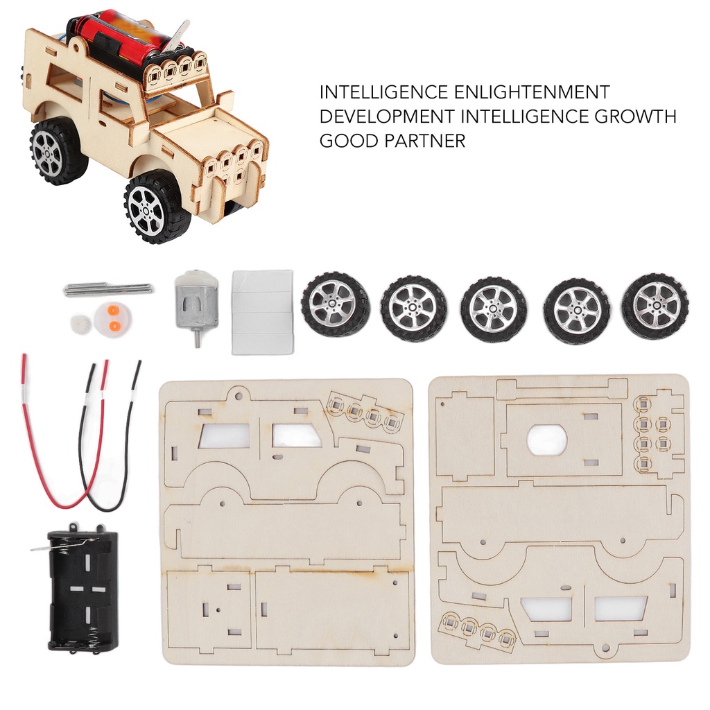 Có thể bán buôn Electrric Mô hình xây dựng Ô tô tự làm Đồ chơi bằng gỗ mô cơ khí Bộ dụng cụ DIY STEM Sodium075 Hàng giao ngay