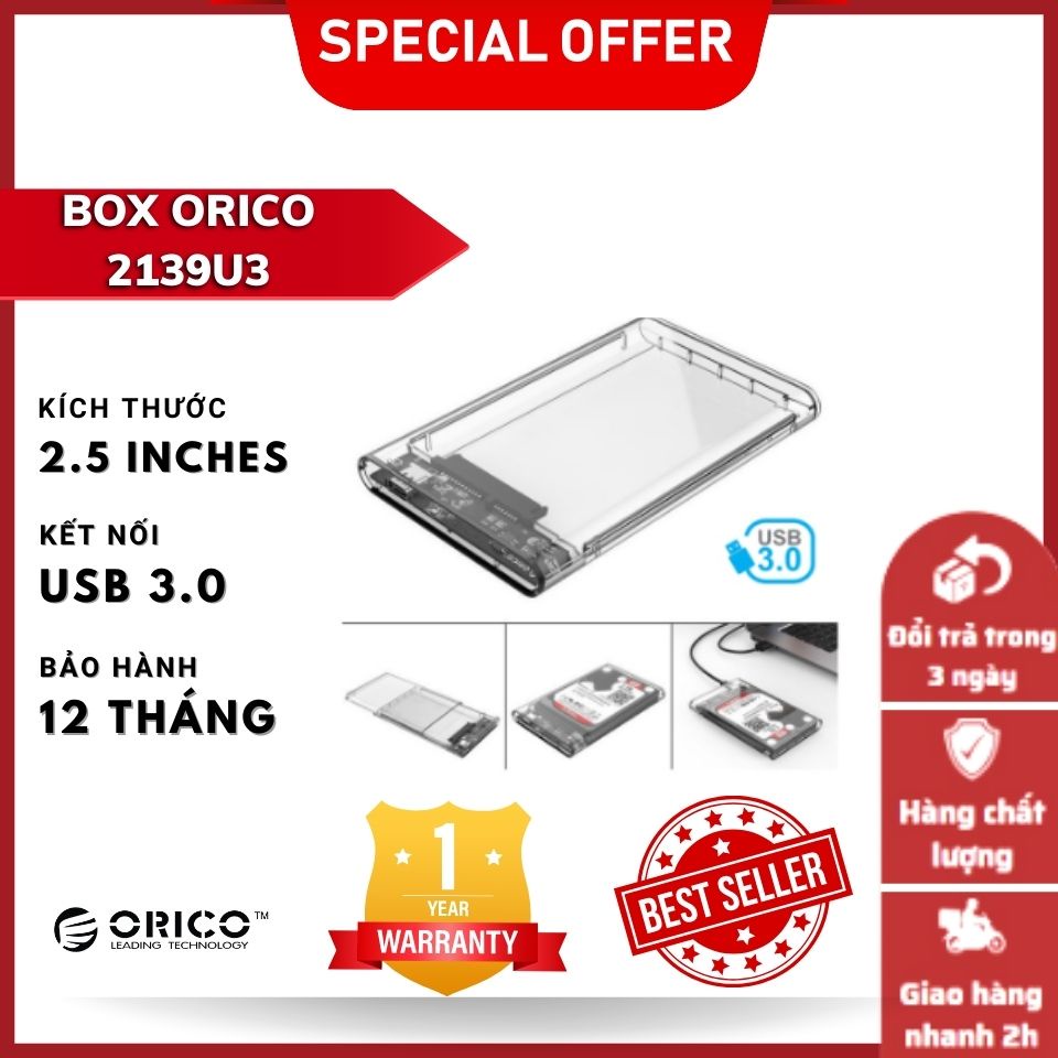 [ HOT DEAL ] Box ổ cứng chính hãng Orico/ Gloway, chuẩn SATA 3.0 - Dùng cho SSD/HDD 2.5" - BH 2 năm !!!