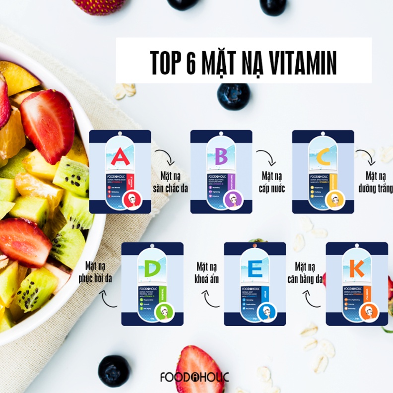 Combo 10 Miếng Mặt Nạ Foodaholic Essential Mask Cung Cấp VItamin, Dưỡng Chất Cho Da, Chăm Sóc Da Toàn Diện 23g Hàn Quốc