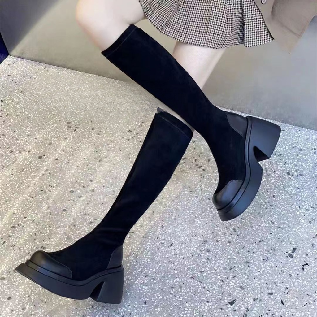 Giày búp bê nữ giày đế cao boot nữ  bốt nữ giày boot nữ boot cao cổ Giày Boot Đế Dày Tăng Chiều Cao Thời Trang Dành Cho Nữ