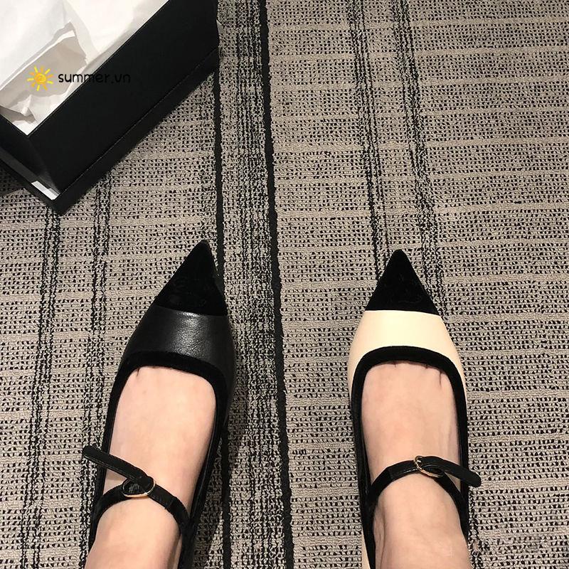 Giày Búp Bê Mary Jane Mũi Nhọn Đế Bằng Màu Sắc Đa Dạng Thời Trang Thu Đông 2022 Cho Nữ