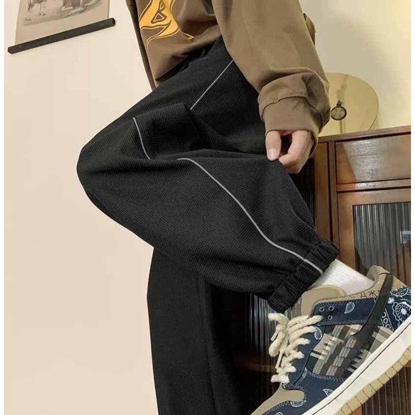 Quần dài xốp viền Nhật,-  dáng dài ống bo chun siêu Hot  dễ phối đồ - cạp chun phong cách thể thao nam nữ.