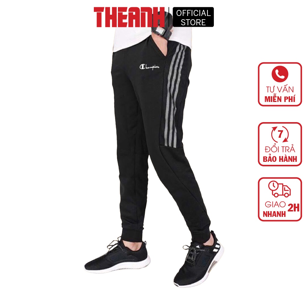 Quần jogger nam Thế Anh Store, Quần dài nỉ thu đông 3 sọc lửng chất thun siêu đẹp, TA-501