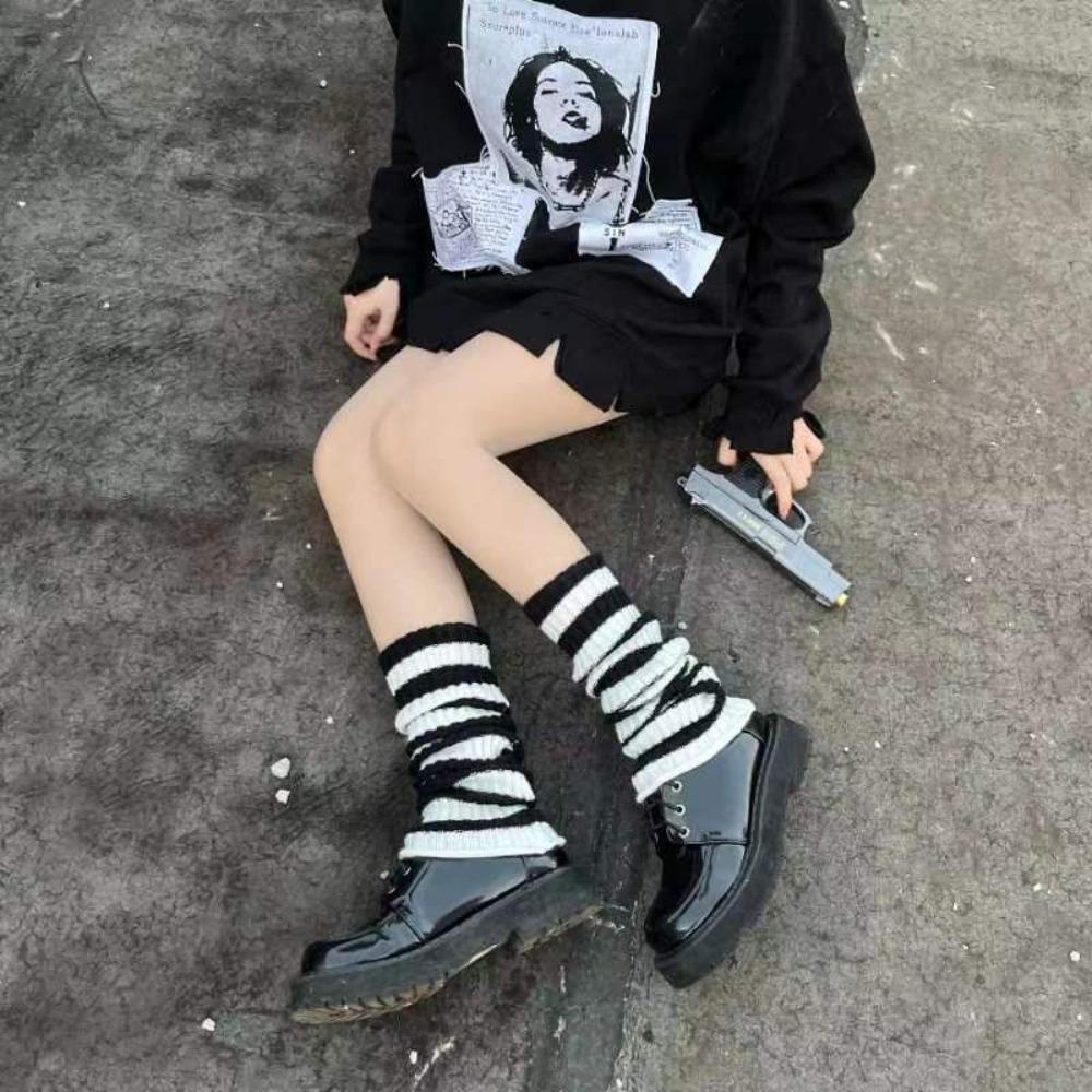 Nickolas Vớ Giữ Ấm Chân Mùa Đông Phối Bèo Nhún Họa Tiết Kẻ Sọc Phong Cách Nhật Bản Đáng Yêu Cho Nữ