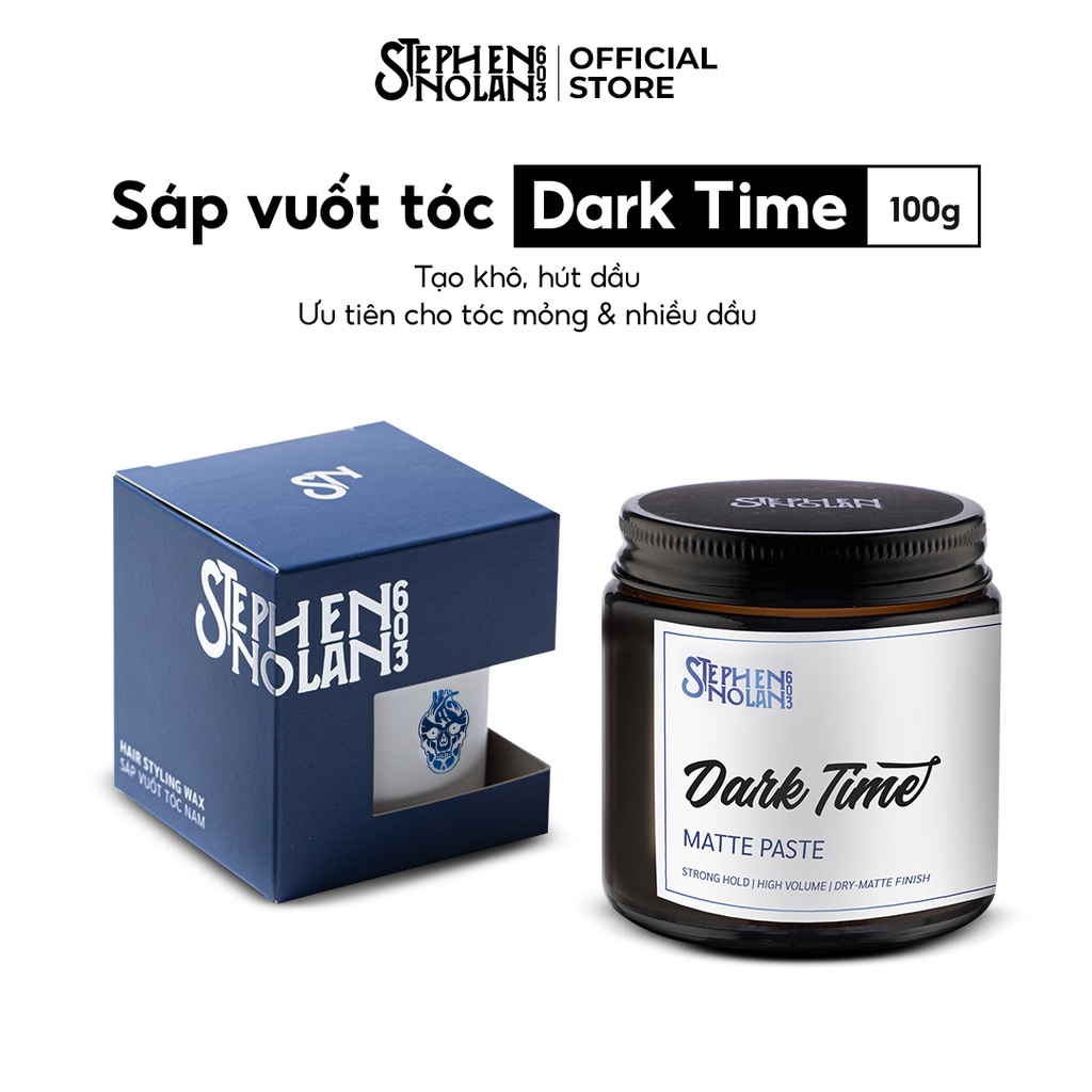 Sáp vuốt tóc DARK TIME Matte Paste | STEPHEN NOLAN 603 - Modern Collection, Giữ nếp bền bỉ, tạo khô 