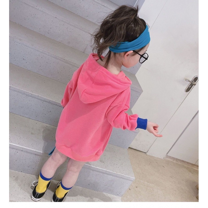 Áo váy hoodie bé gái chất liệu nỉ bông ấm áp