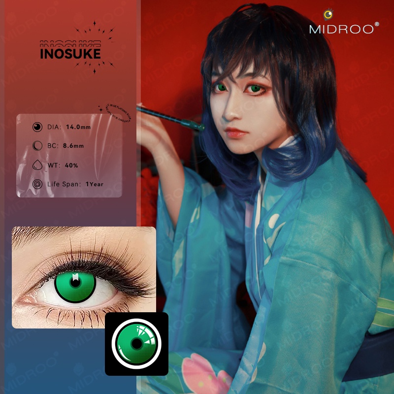 1 Cặp Kính Áp Tròng 0 Độ 14.0 / 14.2 / 14.5mm In Hình Anime Demon Slayer Chất Liệu Mềm Mại Nezuko Tanjirou Zenitsu Cosplay