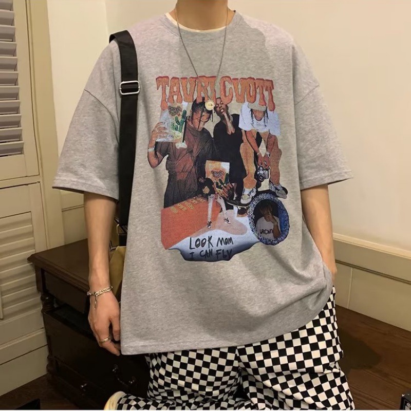 Áo Thun Tay Ngắn Cổ Tròn Dáng Rộng In Chữ Phong Cách Hàn Quốc Thời Trang Cho Nam Size M-8XL