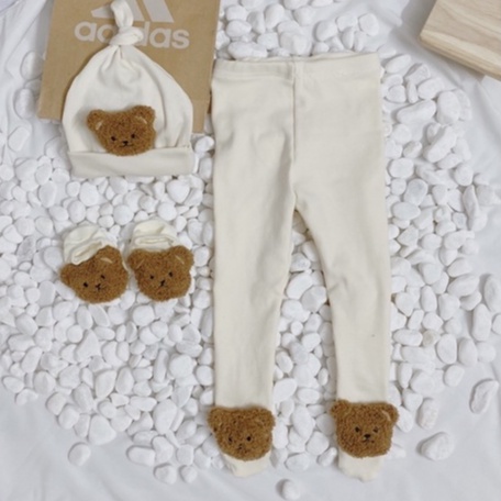 Quần tất gấu cho bé vải cotton Hàn dày dặn giãn 4 chiều