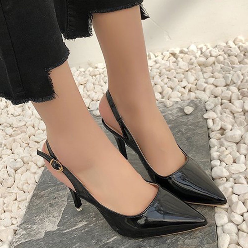 Giày Cao Gót Mũi Nhọn Bằng Da PU Cao Cấp Phong Cách Âu Mỹ Cho Nữ