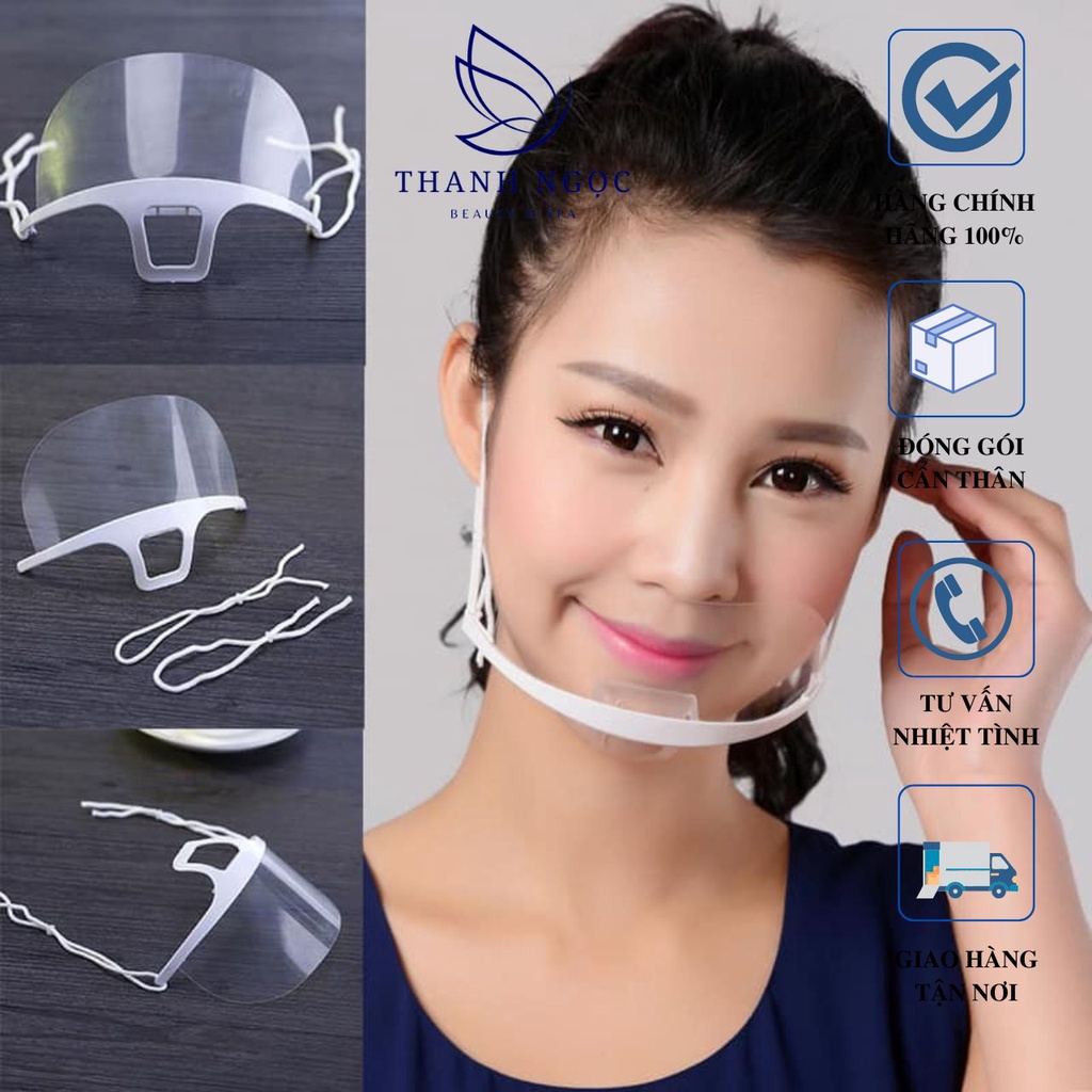 Hộp 10 chiếc khẩu trang nhựa trong suốt dùng trong nhà hàng spa
