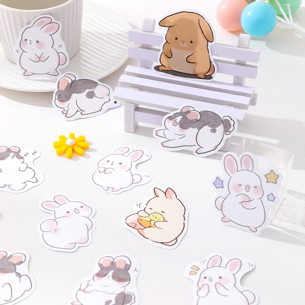 Túi 50 Miếng Dán Hình Thỏ Dễ Thương Trang Trí Sổ Tay / Nhật Ký DIY