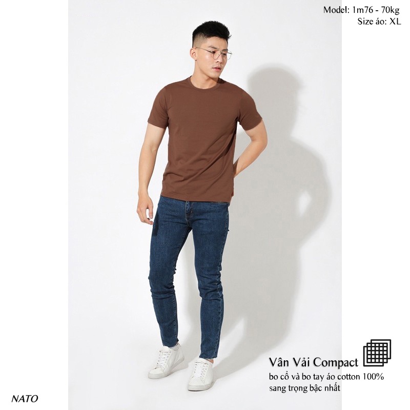 Áo Thun Cổ Tròn Nam COTTON Vải Cotton Cao Cấp Basic Đẹp Phông Tay Ngắn Màu Trắng Đen Đỏ Xanh Navy Trơn Họa Tiết NATO