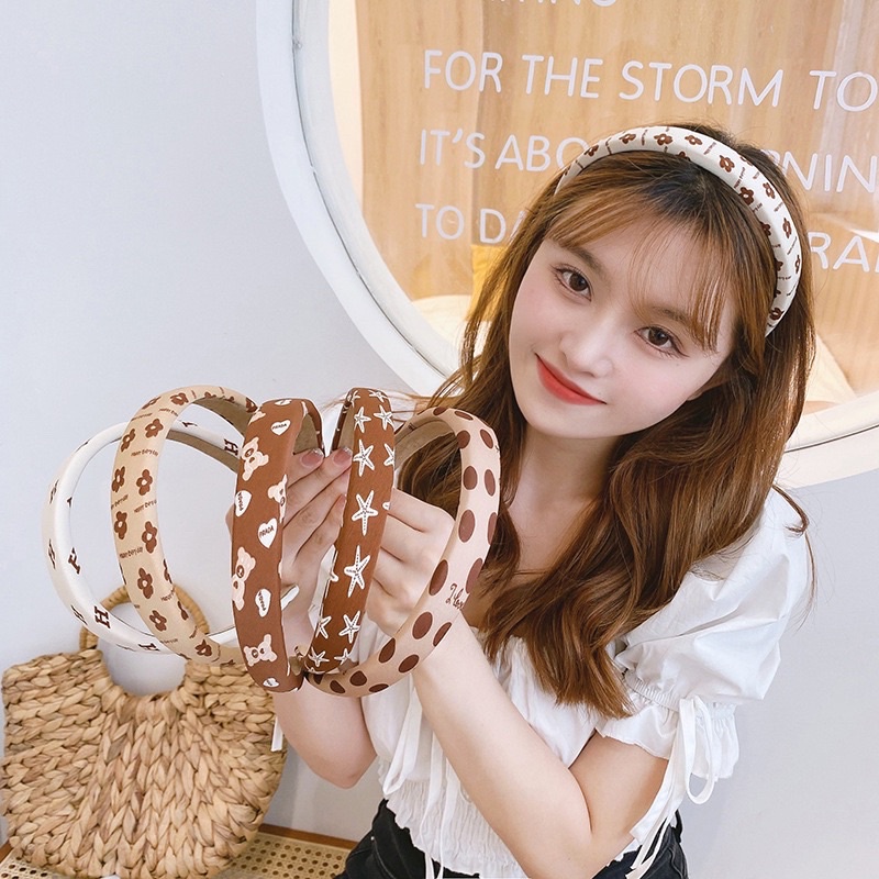 CX14 Cài tóc nữ tông màu nâu caro phong cách cổ điển