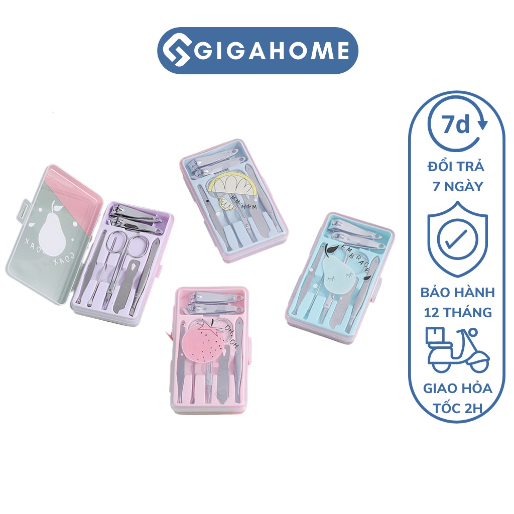 Bộ Dụng Cụ Bấm, Dũa Móng Tay Chân, Vệ Sinh Tai, Nhíp 7 Món Kèm Hộp Đựng GIGAHOME 10768