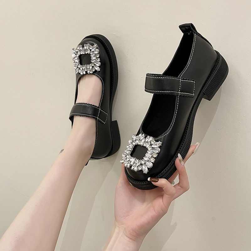 ZTAIXIELUA giày da nữ Giày Búp Bê Da Đế Bằng 3CM Đính Khóa Vuông Kiểu retro Pháp Thời Trang Mùa Xuân Cho Nữ mary jane