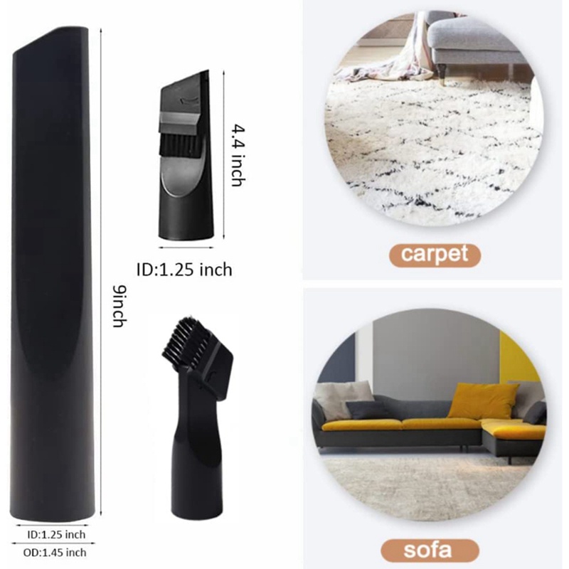 1 Bộ Bàn Chải Hút Bụi 1 / 4 Inch Với 2 Ống Nối Màu Đen Cho Cửa Hàng Vac