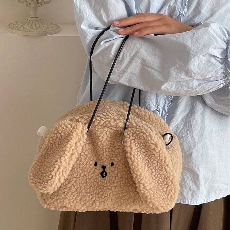 Túi Đeo Chéo Hình Chú Thỏ Bông Mềm Mại Thời Trang Thu Đông 2022