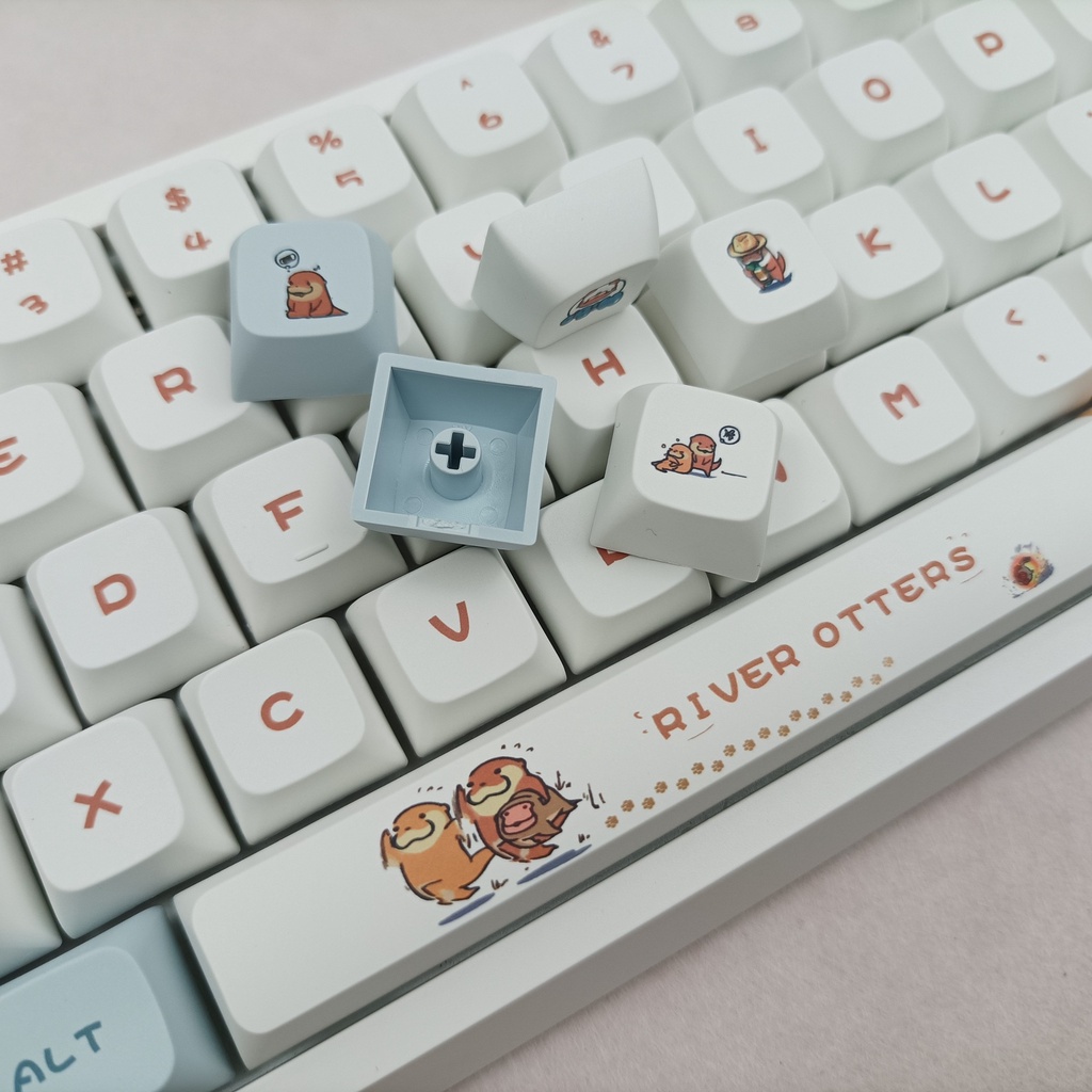 Bộ 128 Nút Bàn Phím Cơ XDA PBT 127 Phím In Hình Động Vật Nhuộm Màu Nước
