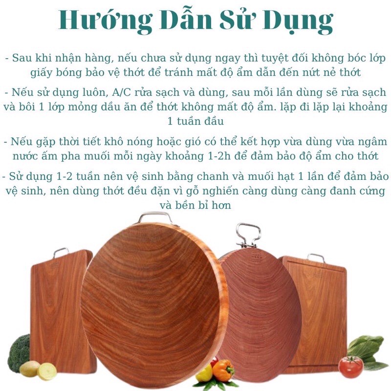 Thớt nghiến đá tây bắc rộng 34cm dày 5cm nguyên mộc, băm chặt không mùn sammi shop