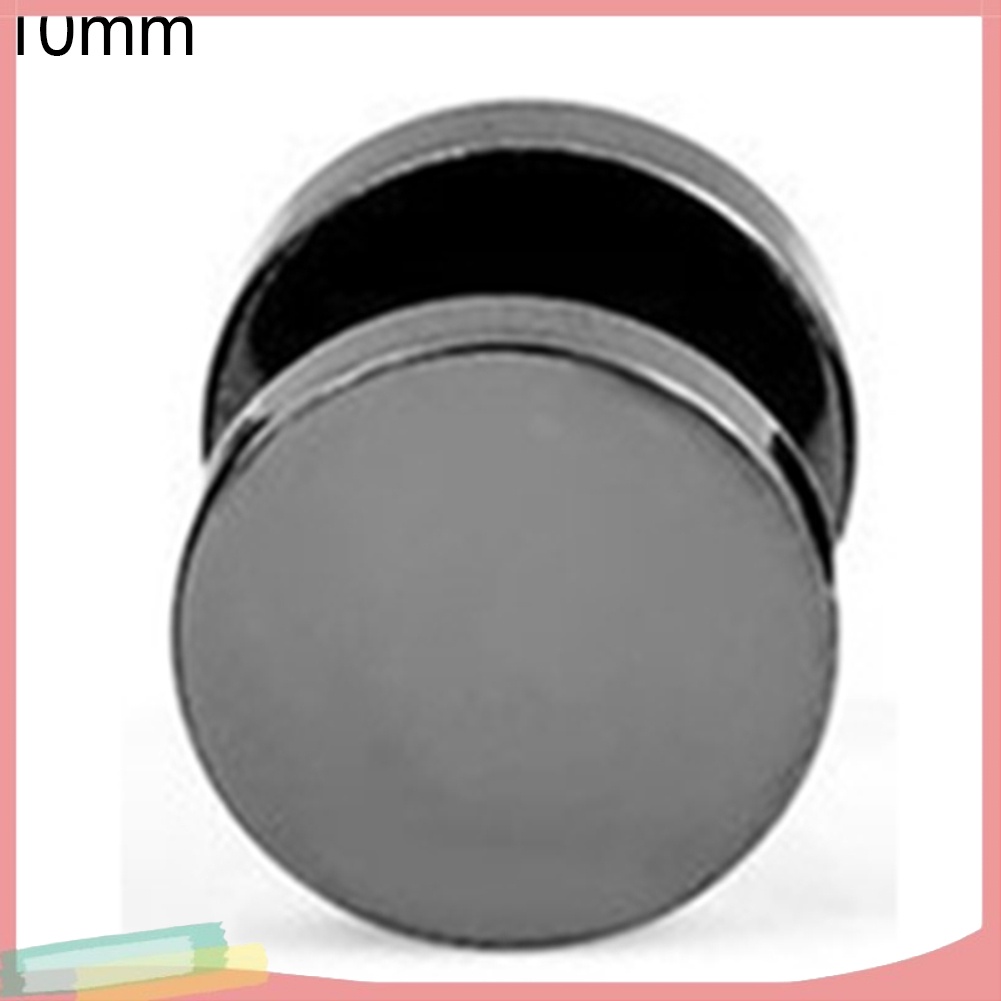 Khuyên tai mặt tròn màu đen cá tính cho nam 3mm - 14mm